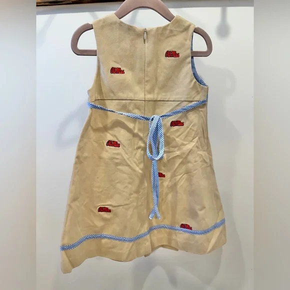 VIVE LA FETE OLE MISS Toddler Embroidered Khaki Jumper Dress - Picture 2 of 4
